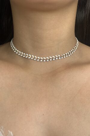 Choker Escamas Branca - Semijoia Ouro