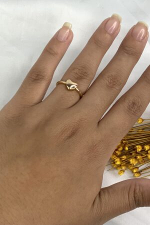 Anel Coração Cheio Liso - Semijoia Ouro