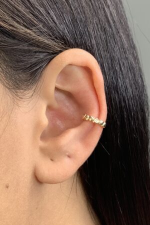 Piercing Fake Mini Corações - Semijoia Ouro