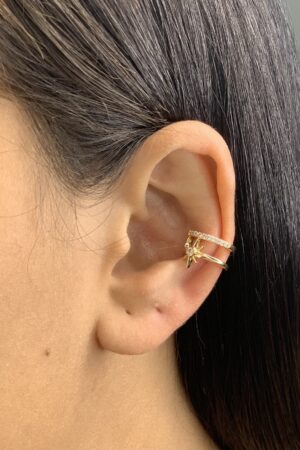 Piercing Fake Duplo com Estrela - Semijoia Ouro