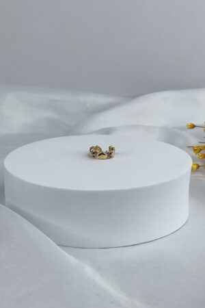 Piercing Fake Corações Cravejados com Zircônias - Semijoia Ouro