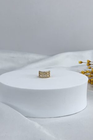 Piercing Fake Triplo Cravejado com Zircônias - Semijoia Ouro