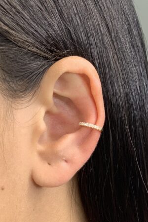 Piercing Fake Cravejado com Zircônias - Semijoia Ouro