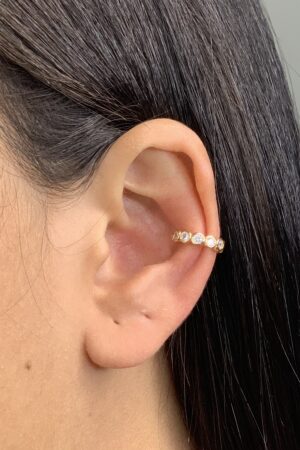 Piercing Fake Bolinhas com Pedras Zircônias - Semijoia Ouro