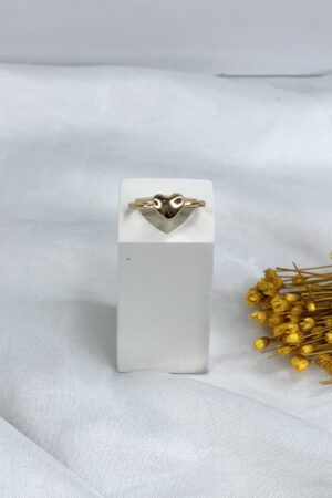 Anel Coração Cheio Liso - Semijoia Ouro