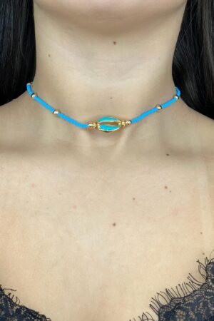 Choker Miçangas com Búzio Esmaltado -Premium