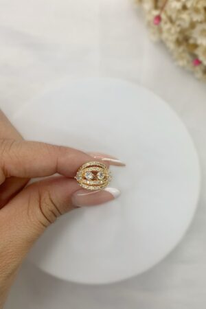 Piercing Fake Cravejado Com Zircônias - Semijoia Ouro