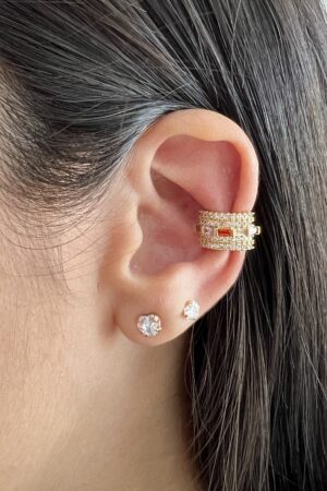 Piercing Fake Cravejado - Semijoia Ouro