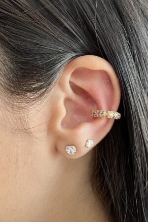 Piercing Fake Com Pedras De Zircônias - Semijoia Ouro
