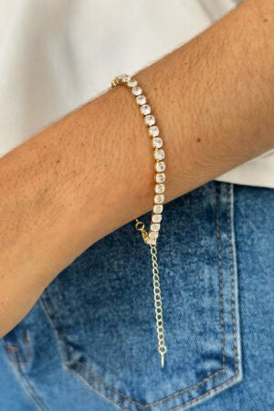 Pulseira Cristal Quadrada - Semijoia Ouro