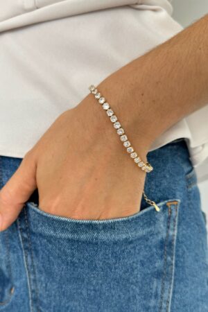 Pulseira Cristal Quadrada - Semijoia Ouro