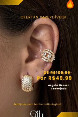ARGOLA AREDONDADA CRAVEJADA LARGA - BLACK FRIDAY