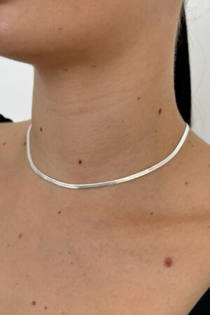 Choker laminada fina  - Semijoia Prata