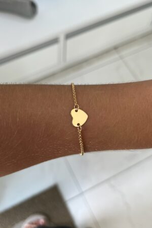 Pulseira Placa Coração Para Gravação - Semijoia Ouro