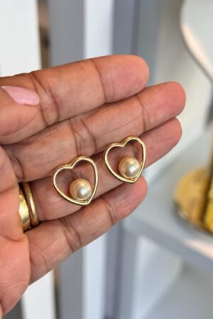 Brinco Corção Com Pérola - Semijoia Ouro